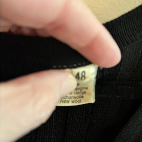 Celine Black 100% Wool Vintage Ribbed Women's Sweater- Large - Picture 3 of 14